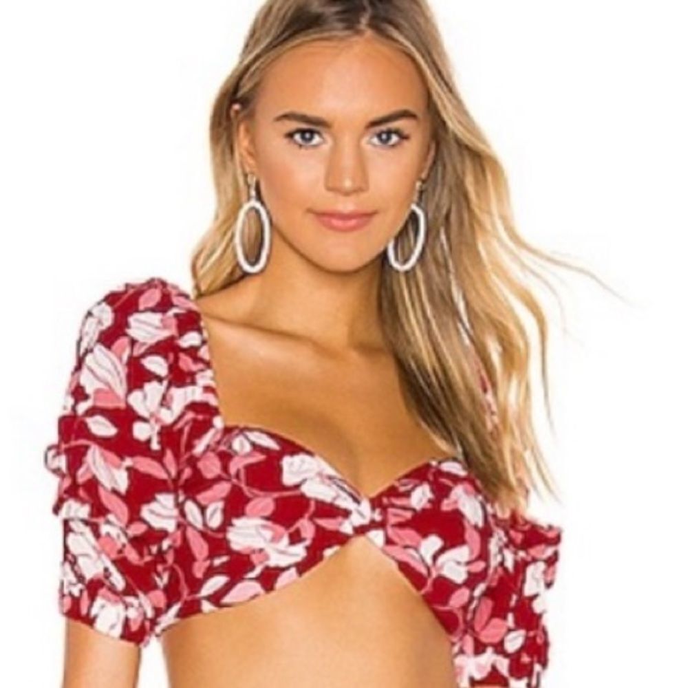 NBD + NAVEN Cha Cha Crimson Floral Crop Top